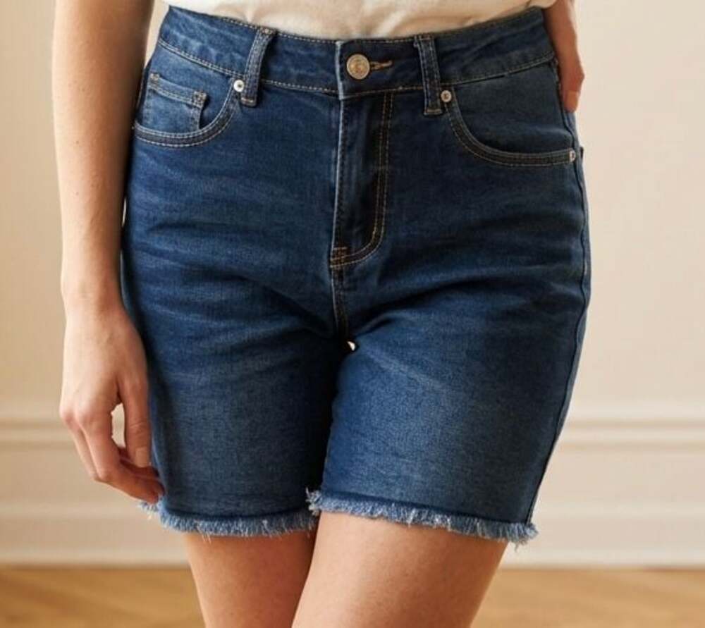 Luvamia High Rise Raw Hem Denim Shorts